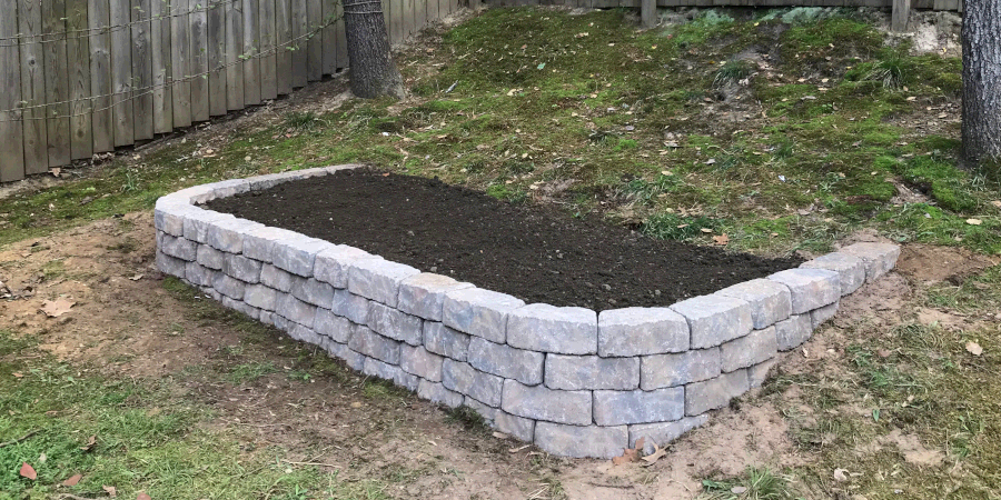 (after) Our terraced raised bed shade garden.